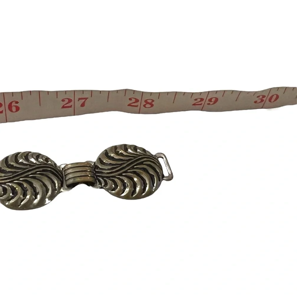 VTG‎ Waist Belt Antique Silver Tone Metal Swirls Boho Western 28” 70’s Classic